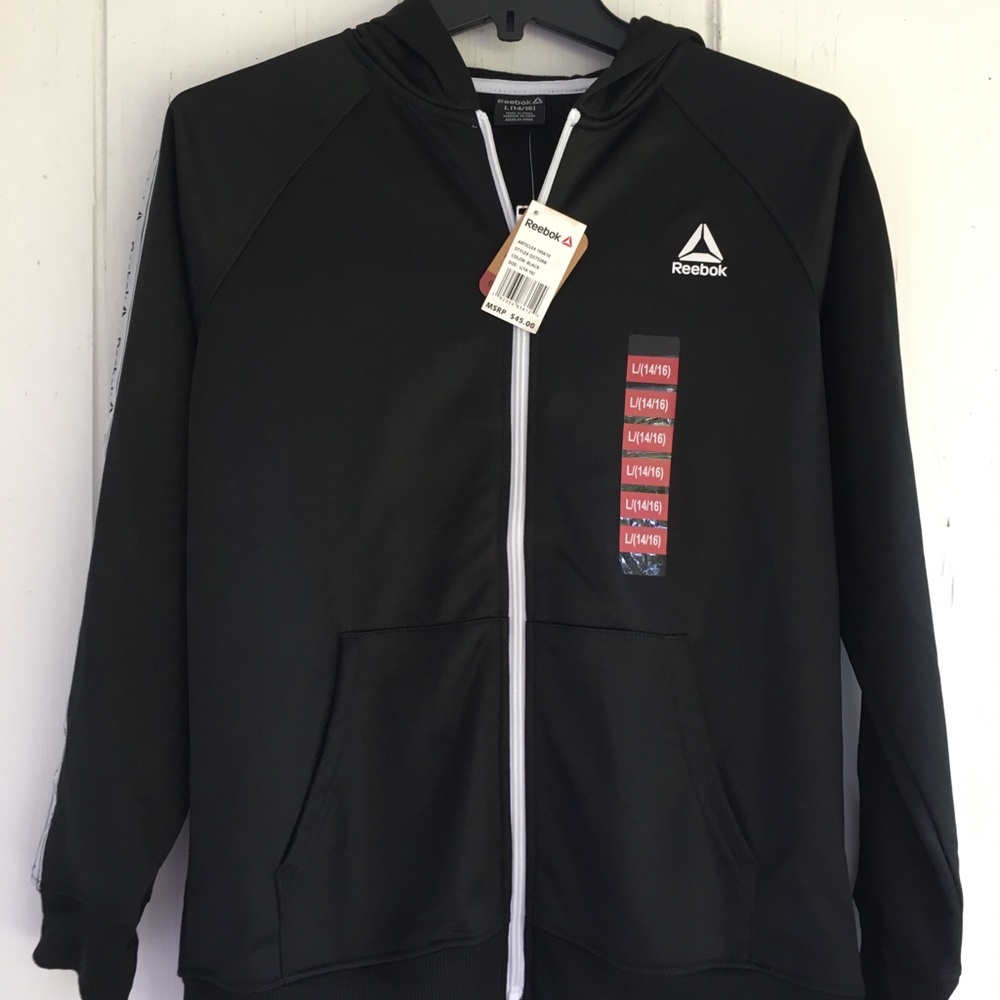 Reebok Boys Size 14/16 Sports Jacket NWT Blk/White